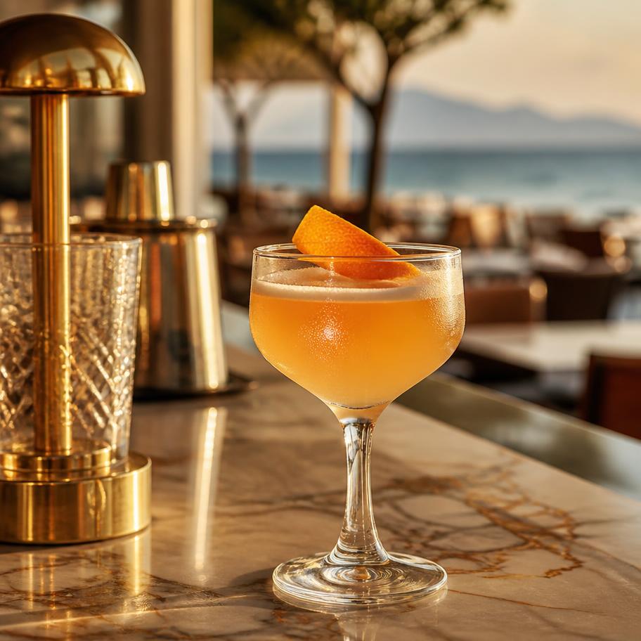 Craft cocktail on a marble bar